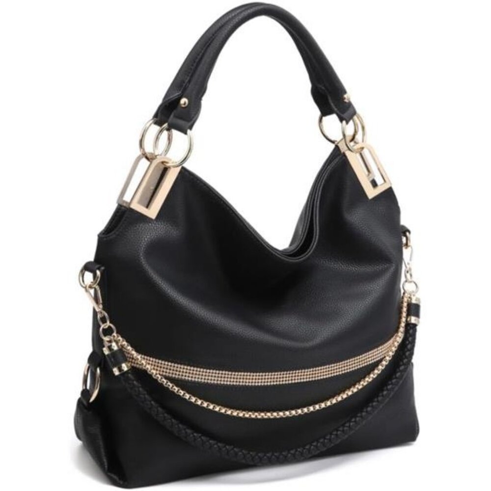 Women's Vegan Leather‎ Rhinestones Hobo Bags Tote Purse Shoulder Bag Handbag